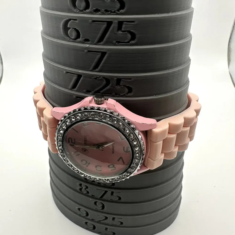 Geneva Pink Quartz Watch Crystal Bezel Silicone Strap Ladies Unisex